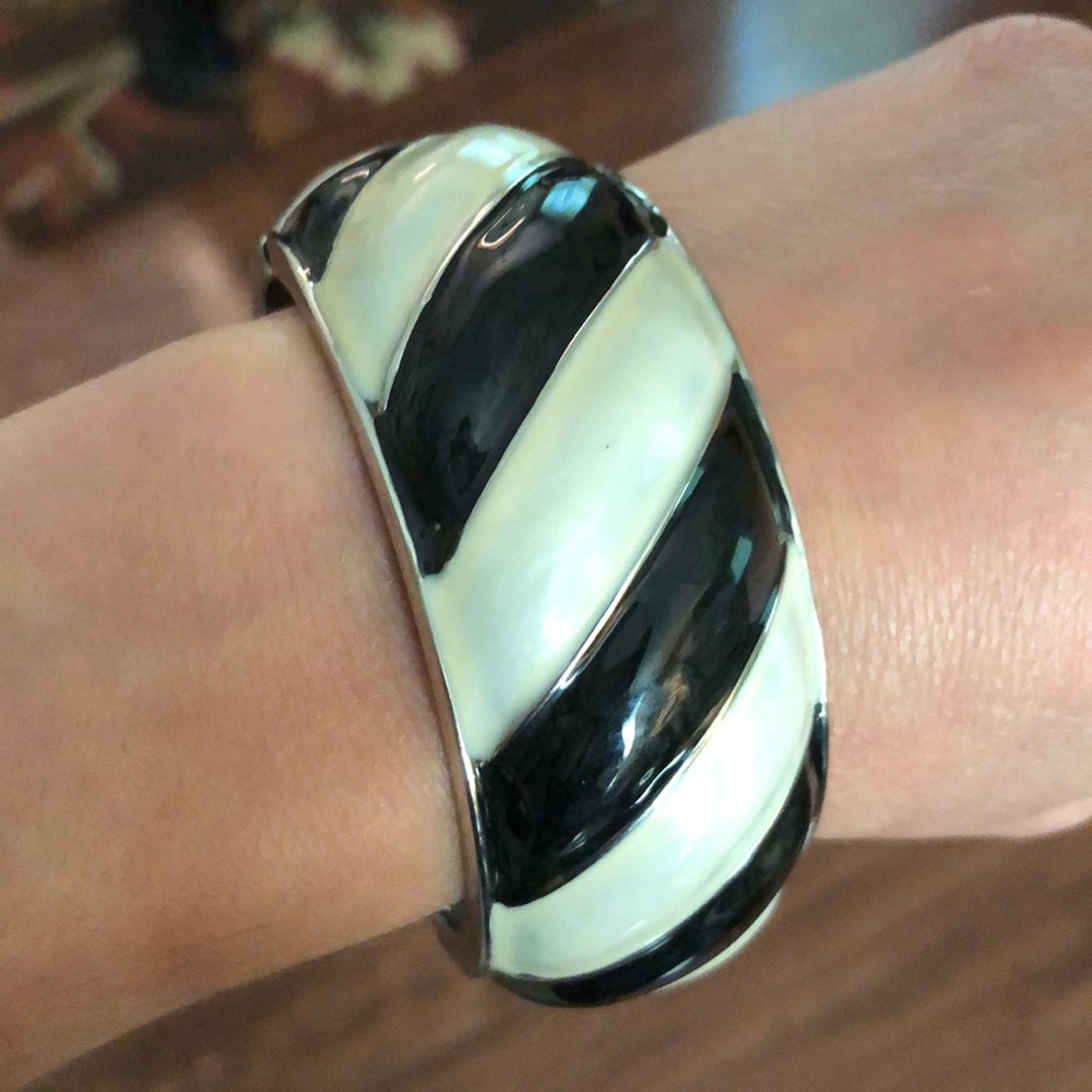 White and black silver bracelet
